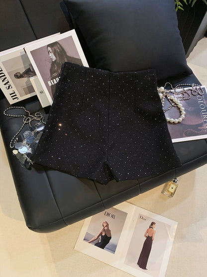 ZHOUYI/Monday: Designer Rhinestone Irregular Skirt Pants, New Autumn Style, High-Waisted, Slim Fit, Versatile Casual Pants