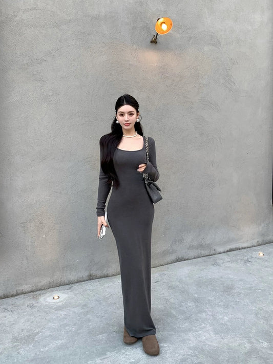 Feng Xinying Herman curve temperament knitted dress women's autumn and winter inner skirt waist slimming bottoming skirt