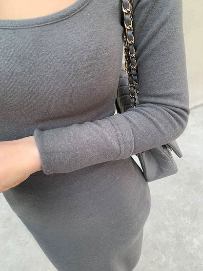 Feng Xinying Herman curve temperament knitted dress women's autumn and winter inner skirt waist slimming bottoming skirt