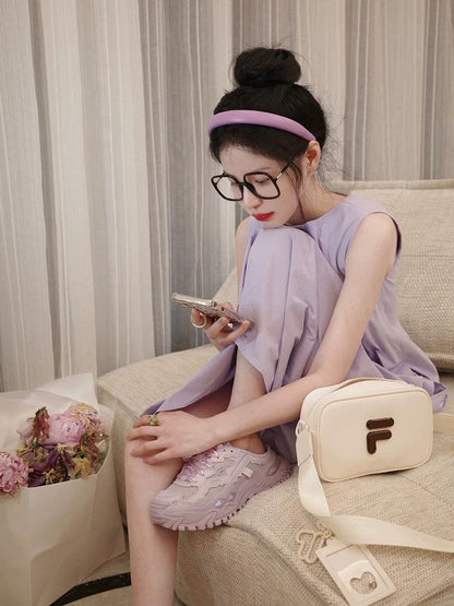 High-end oil painting apple pattern sleeveless vest dress for women summer new loose and fashionable mid-length skirt
