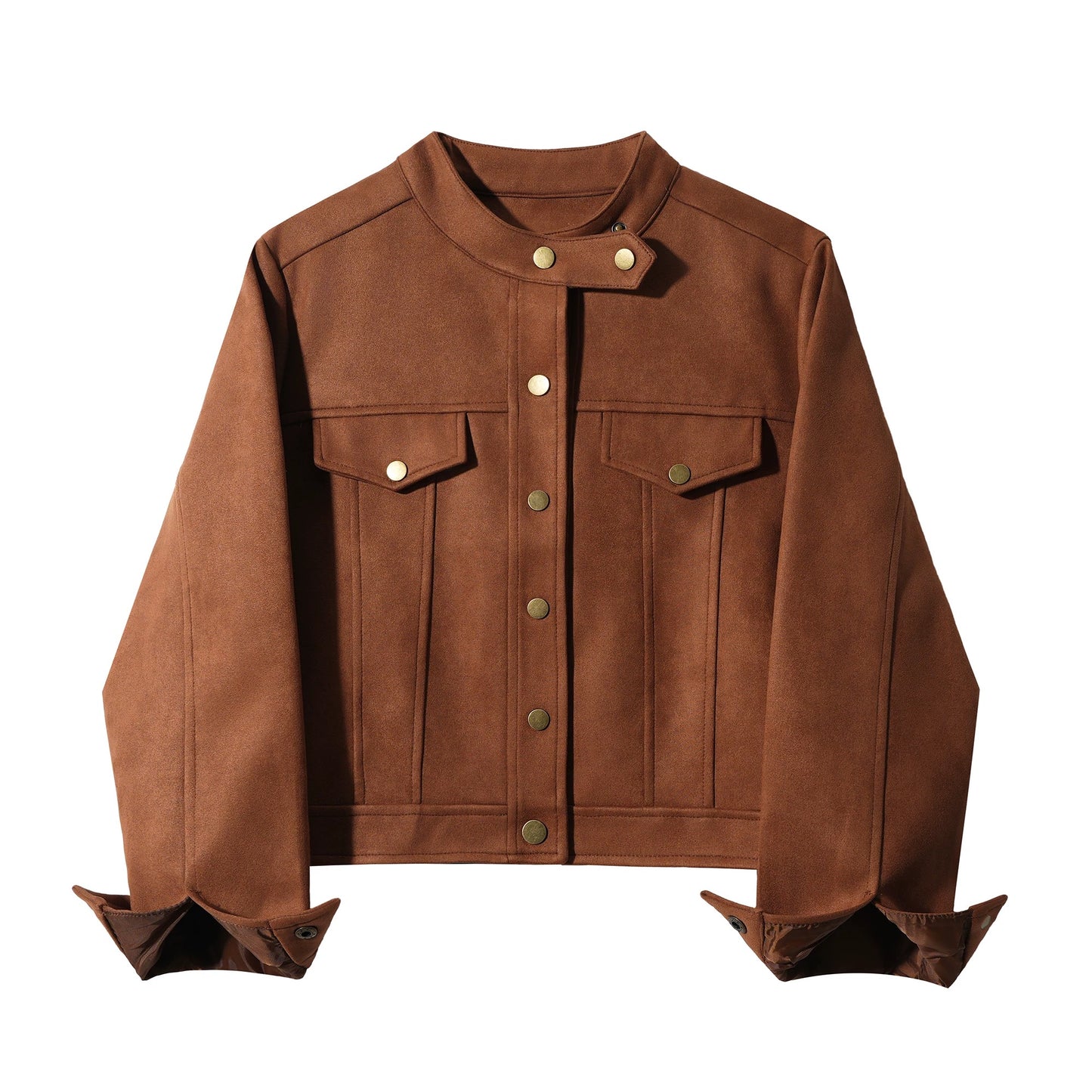 American retro suede jacket cardigan coat women's autumn and winter new small casual short motorcycle clothing tops