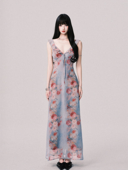 LULUSWINGS Original: Summer in Southern France - Resort Style French V-neck Printed Sleeveless Sundress