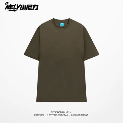 NELY Little Nelly Solona short-sleeved men and women summer quick-drying cool T-shirt liquid ammonia cotton solid color t heavy half-sleeved men's