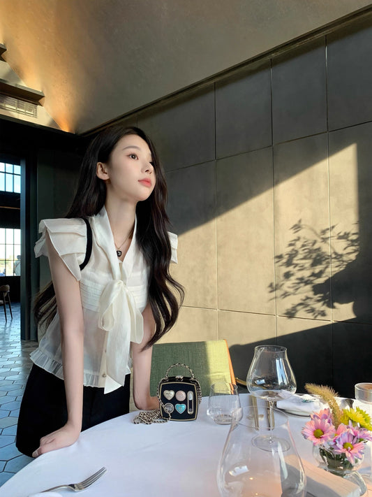 [In Stock] CHICYOU "2006 Vintage" Off-White Bow Tie Short-Sleeve Shirt