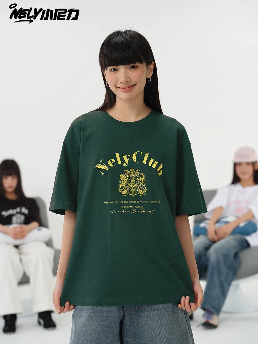 NELY Little Nelly Tide Brand Letter Printed Short Sleeve T-shirt Men and Women Summer New Cotton Couple T-shirt Top Clothes