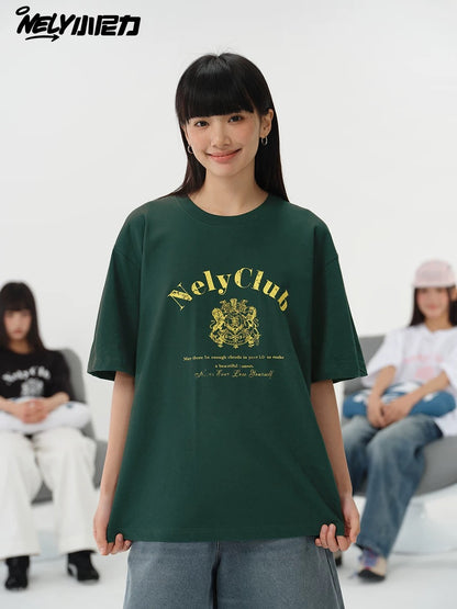 NELY Little Nelly Tide Brand Letter Printed Short Sleeve T-shirt Men and Women Summer New Cotton Couple T-shirt Top Clothes