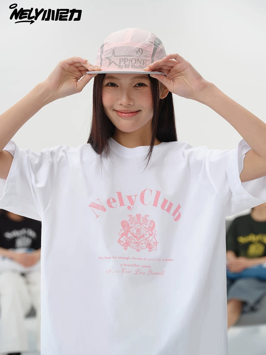 NELY Little Nelly Tide Brand Letter Printed Short Sleeve T-shirt Men and Women Summer New Cotton Couple T-shirt Top Clothes