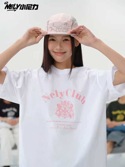 NELY Little Nelly Tide Brand Letter Printed Short Sleeve T-shirt Men and Women Summer New Cotton Couple T-shirt Top Clothes
