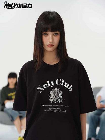 NELY Little Nelly Tide Brand Letter Printed Short Sleeve T-shirt Men and Women Summer New Cotton Couple T-shirt Top Clothes