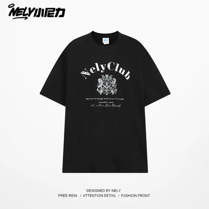 NELY Little Nelly Tide Brand Letter Printed Short Sleeve T-shirt Men and Women Summer New Cotton Couple T-shirt Top Clothes