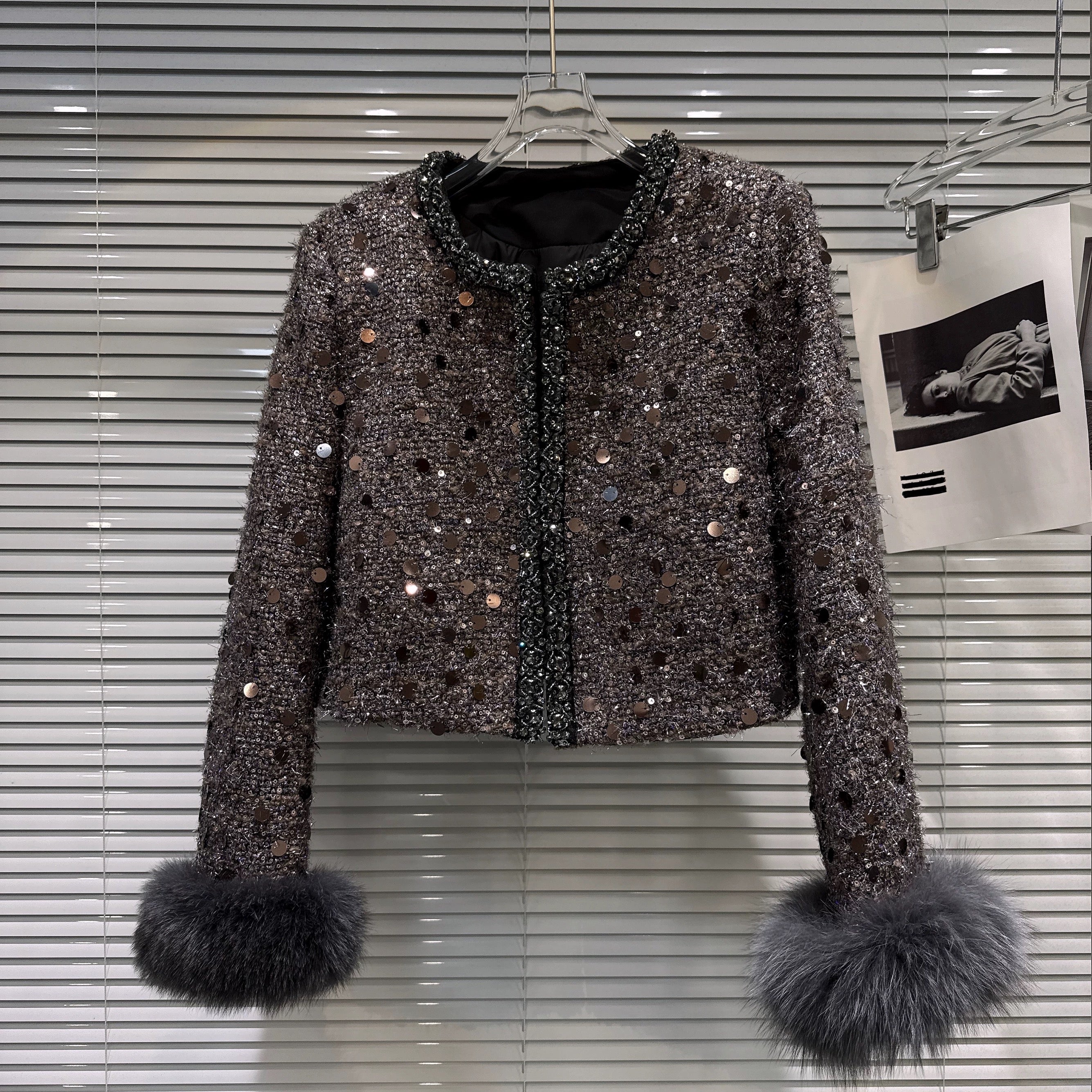 ジャケット・アウター tweed fur  jacket&pocket fur Tweed arm fur jacket