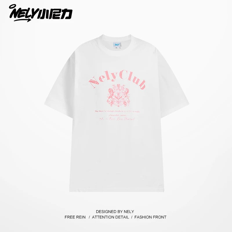NELY Little Nelly Tide Brand Letter Printed Short Sleeve T-shirt Men and Women Summer New Cotton Couple T-shirt Top Clothes