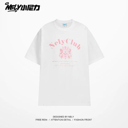 NELY Little Nelly Tide Brand Letter Printed Short Sleeve T-shirt Men and Women Summer New Cotton Couple T-shirt Top Clothes