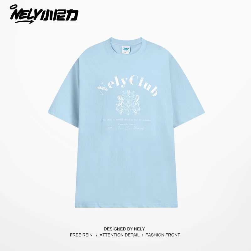 NELY Little Nelly Tide Brand Letter Printed Short Sleeve T-shirt Men and Women Summer New Cotton Couple T-shirt Top Clothes