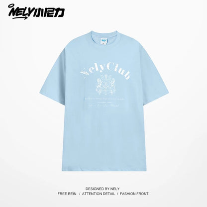 NELY Little Nelly Tide Brand Letter Printed Short Sleeve T-shirt Men and Women Summer New Cotton Couple T-shirt Top Clothes
