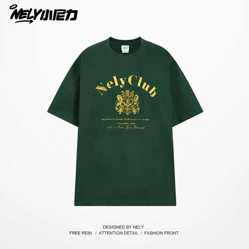 NELY Little Nelly Tide Brand Letter Printed Short Sleeve T-shirt Men and Women Summer New Cotton Couple T-shirt Top Clothes