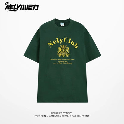 NELY Little Nelly Tide Brand Letter Printed Short Sleeve T-shirt Men and Women Summer New Cotton Couple T-shirt Top Clothes