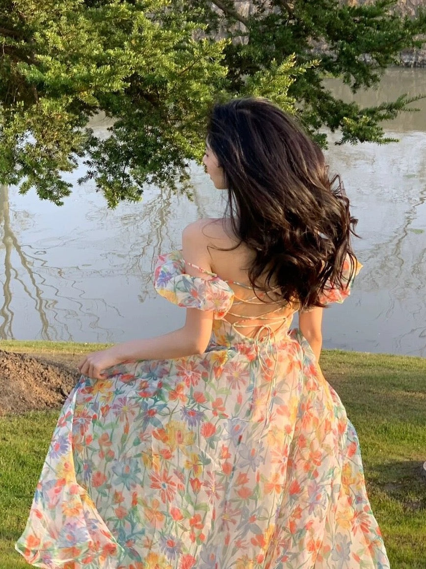 Sanya travel clothes, beach skirt, super fairy seaside vacation skirt, floral photo shoot, big swing, elegant long skirt