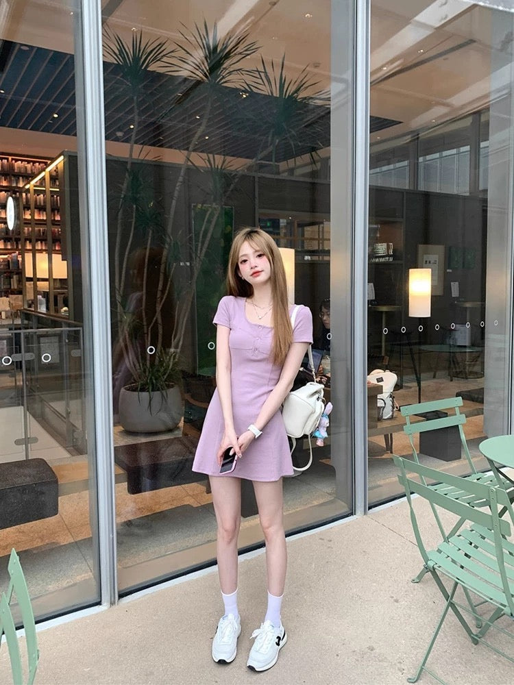 Tipsy little tune, lazy and relaxed temperament skirt, women's summer new slim fit and versatile knitted dress