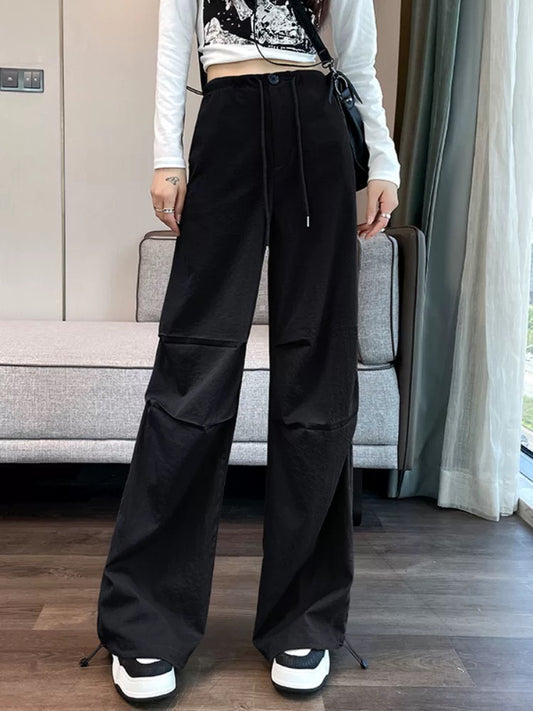 Dopamine American purple overalls for women, design sense of dancing wide-leg pants, trendy and cool street leggings sweatpants, spring and autumn