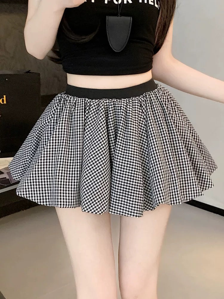 La Chapelle white bud tutu skirt female summer hot girl high waist A-line pleated skirt pumpkin mini skirt pants