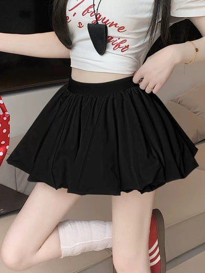 La Chapelle white bud tutu skirt female summer hot girl high waist A-line pleated skirt pumpkin mini skirt pants