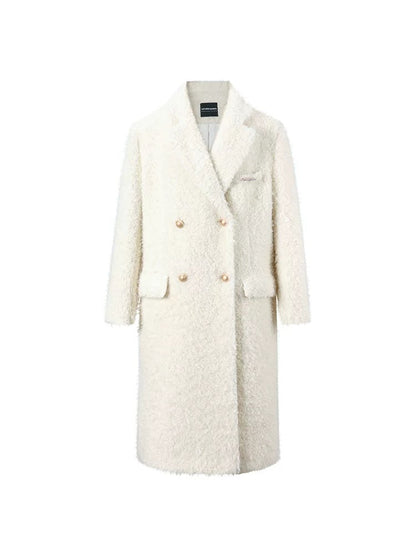 underpass original Christmas white plush loop wool quilted coat with atmospheric long woolen coat for women