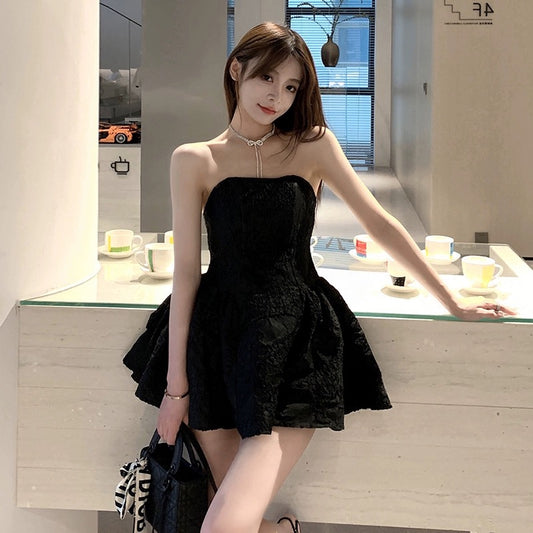 Black temperament street private high-definition dress women's new summer 2024