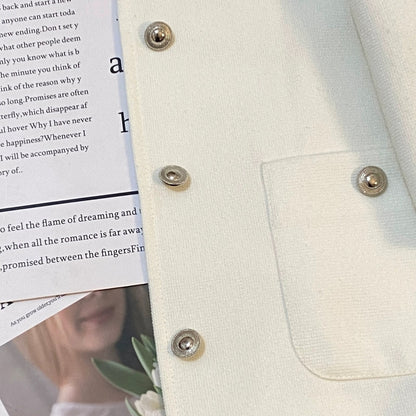 White small fragrant style suit jacket for women 2024 summer new Korean version high-end all-match temperament short-sleeved top for ladies