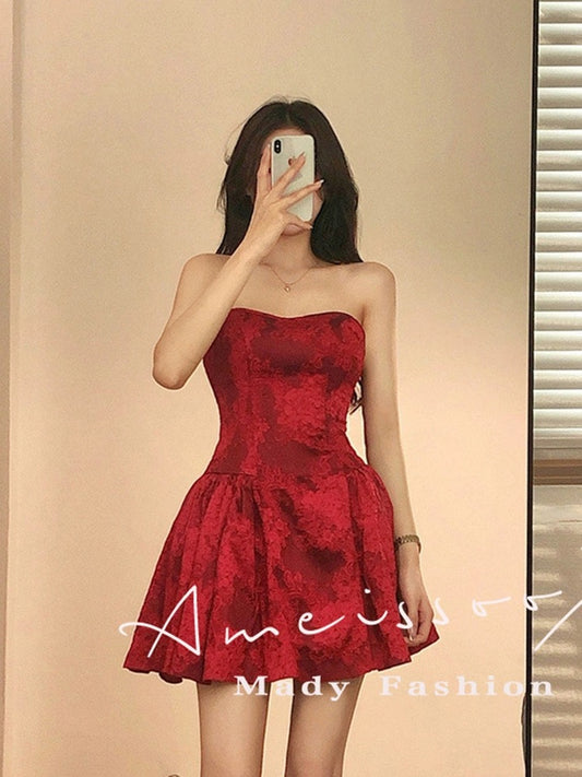 Private custom-made tube top sexy dress for women 2024 summer new Korean style waist slimming dress dress