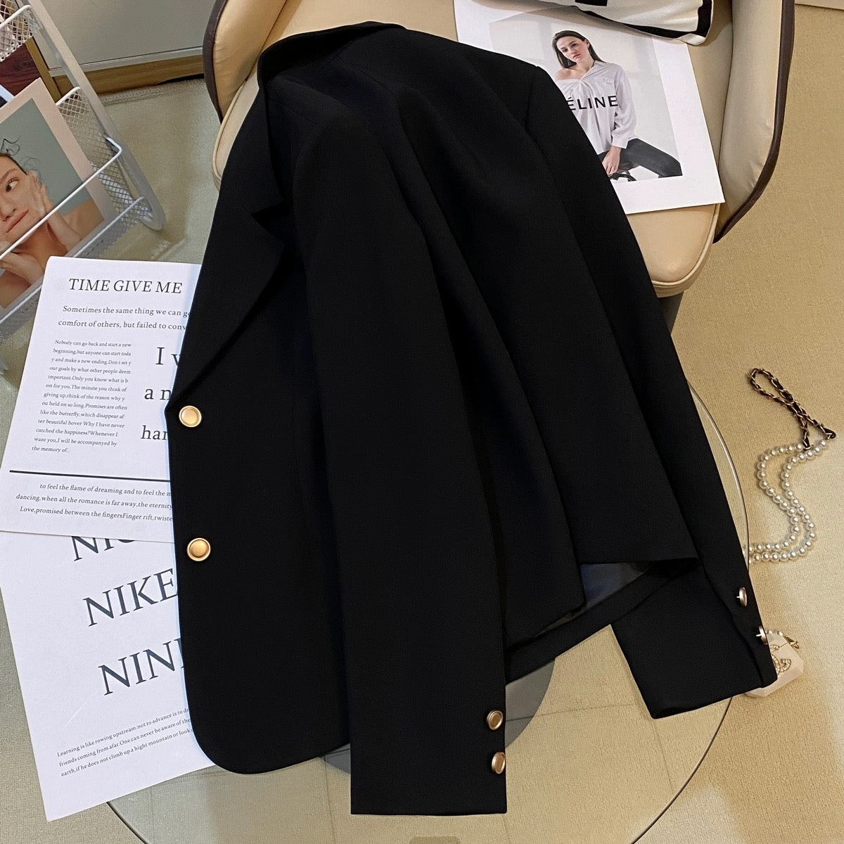 Black short blazer for women 2024 new Korean style casual, high-end, versatile and temperamental small suit