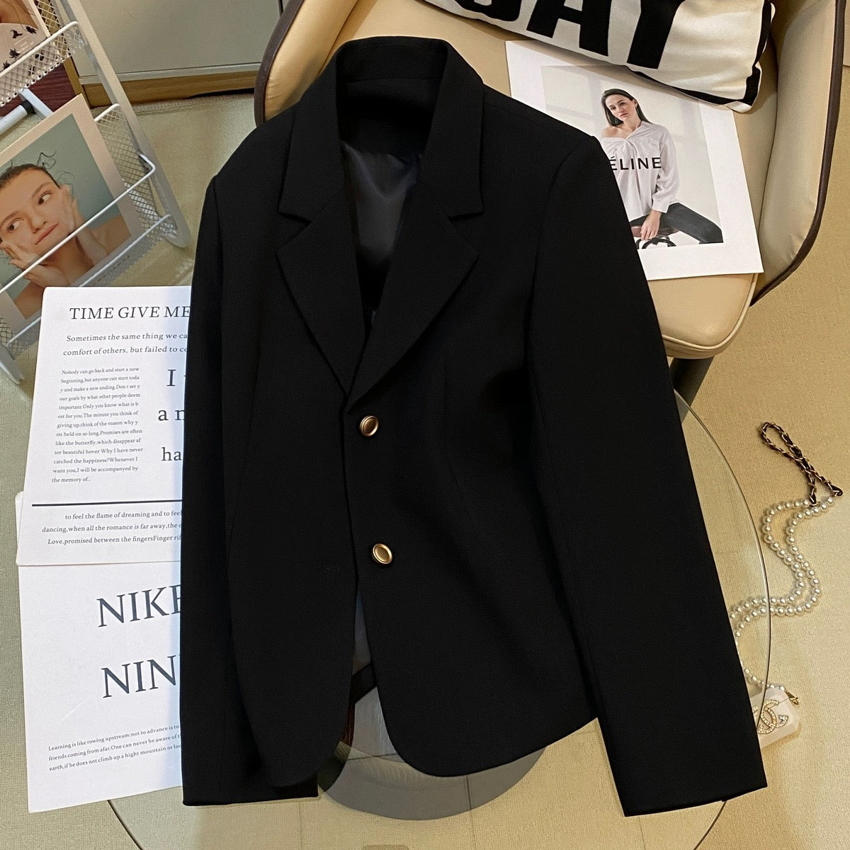 Black short blazer for women 2024 new Korean style casual, high-end, versatile and temperamental small suit