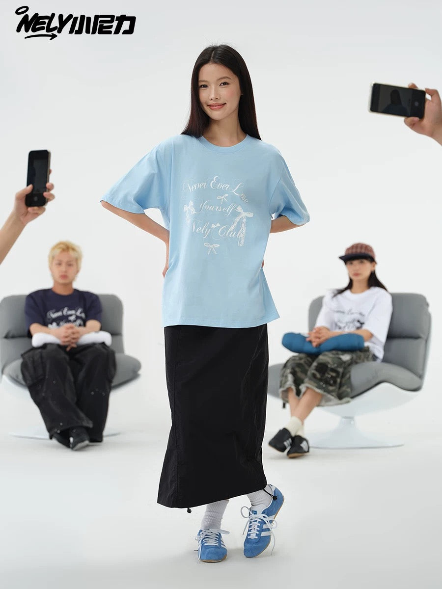 NELY Little Nelly Butterfly Print Short-sleeved T-shirt for Men and Women 2025 Summer New Cotton Top Loose Half Sleeve