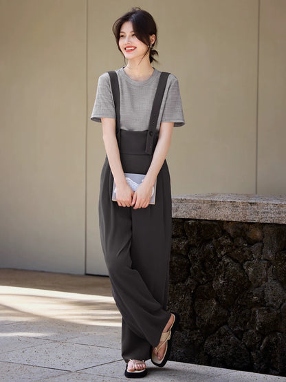 XWI/Xinwei fashion age-reducing casual suit women's summer niche design short-sleeved T-shirt overalls two-piece set