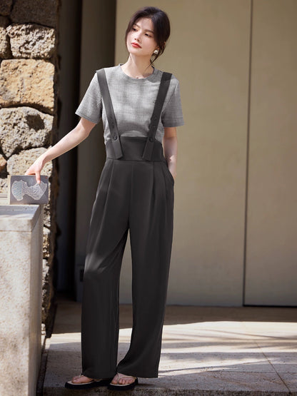 XWI/Xinwei fashion age-reducing casual suit women's summer niche design short-sleeved T-shirt overalls two-piece set