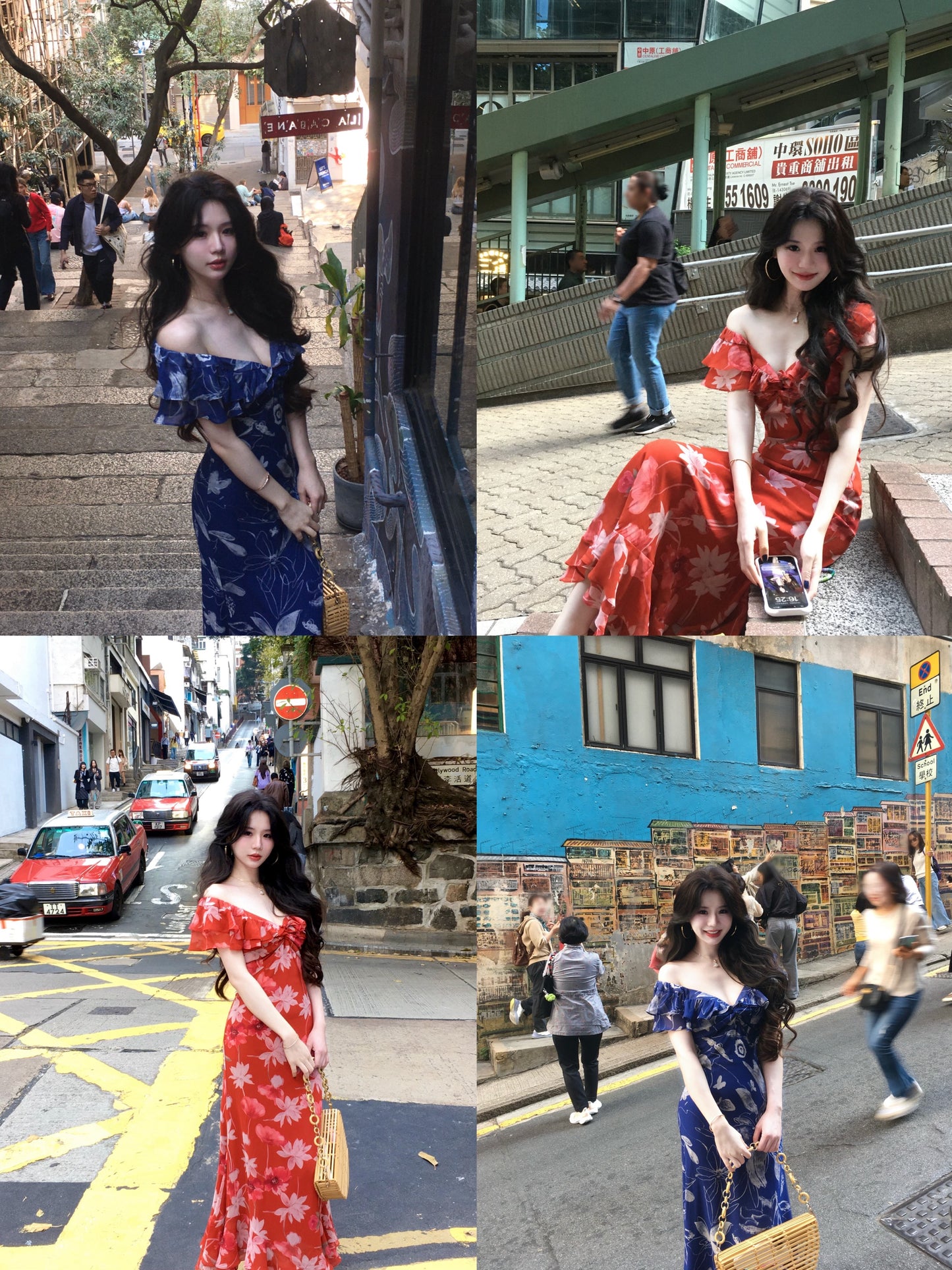 Flower Yuan [January 28th, 6 PM] Retro Oil Painting Style Art Print Ruffled V-Neck Slim Waist Dress