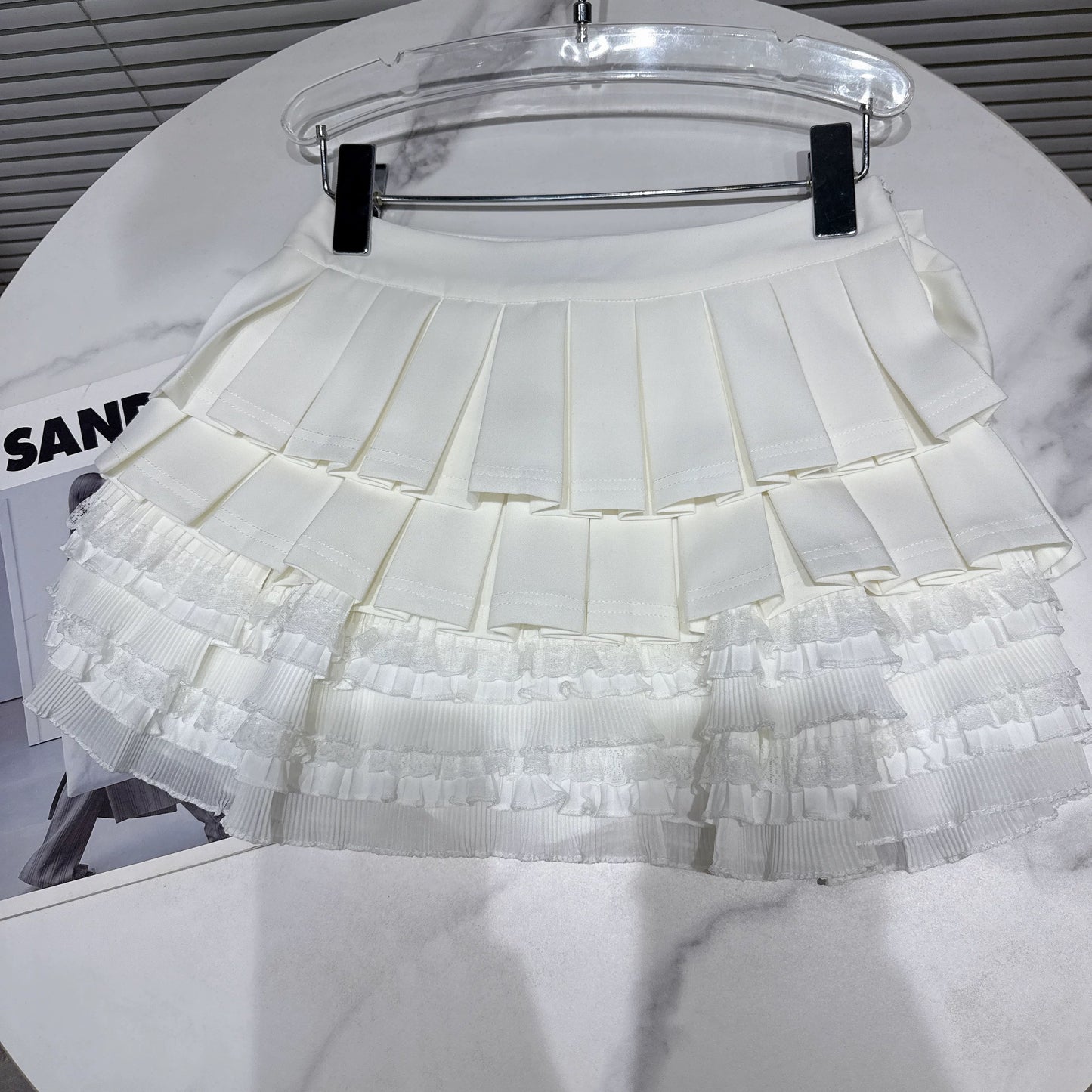 Popular online style, 2025 autumn new sweet and innocent style pleated lace-lined tiered skirt, cake skirt, midi skirt