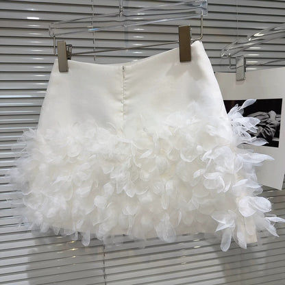 Popular online style, 2025 Autumn New French Elegant Mesh 3D Petal Design Short Skirt A-line Skirt