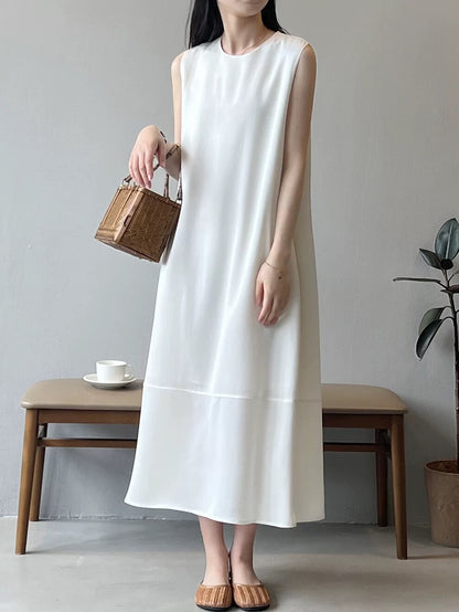 Sleeveless dress for women summer 2024 new design niche drape vest dress temperament French slit long skirt