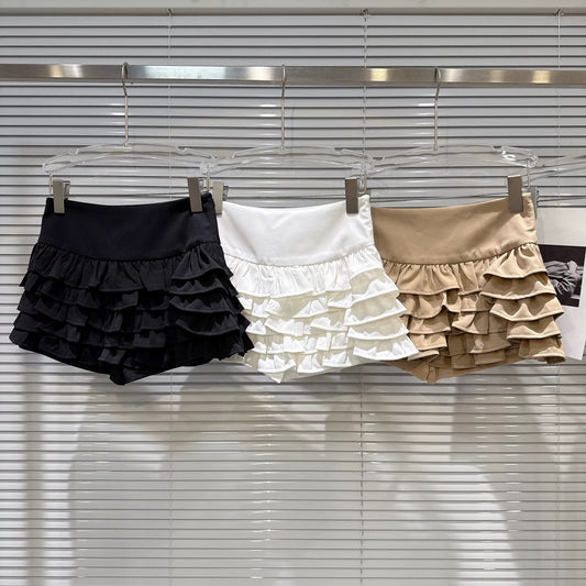 Popular online style, 2025 autumn new sweet and elegant multi-layered pleated ruffle high-waisted cake skirt for women.