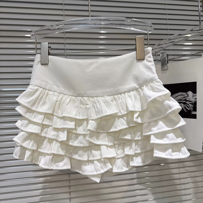 Popular online style, 2025 autumn new sweet and elegant multi-layered pleated ruffle high-waisted cake skirt for women.
