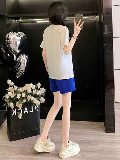 Fashion brand fashionable suits for women in summer 2025 loose short-sleeved shorts two-piece suits for leisure sports style fitness and slimming