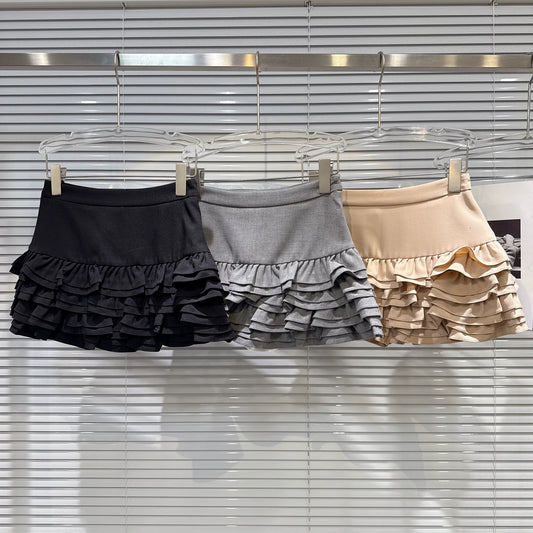Popular online style, 2025 autumn new sweet girl multi-layered pleated anti-exposure tulip skirt cake skirt half skirt