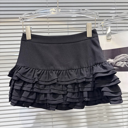 Popular online style, 2025 autumn new sweet girl multi-layered pleated anti-exposure tulip skirt cake skirt half skirt