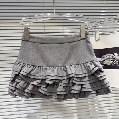 Popular online style, 2025 autumn new sweet girl multi-layered pleated anti-exposure tulip skirt cake skirt half skirt
