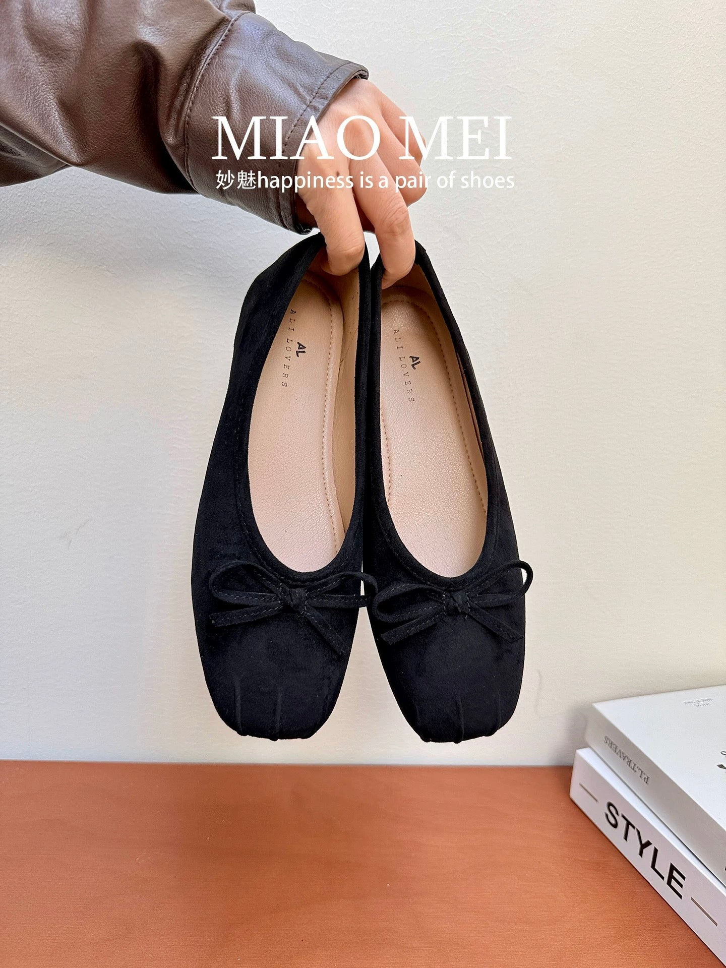 Sheepskin version ~ Ballet style bow flat shoes for women, round toe, sweet, flat Mary Jane shoes, French style, perfect for pairing with skirts.