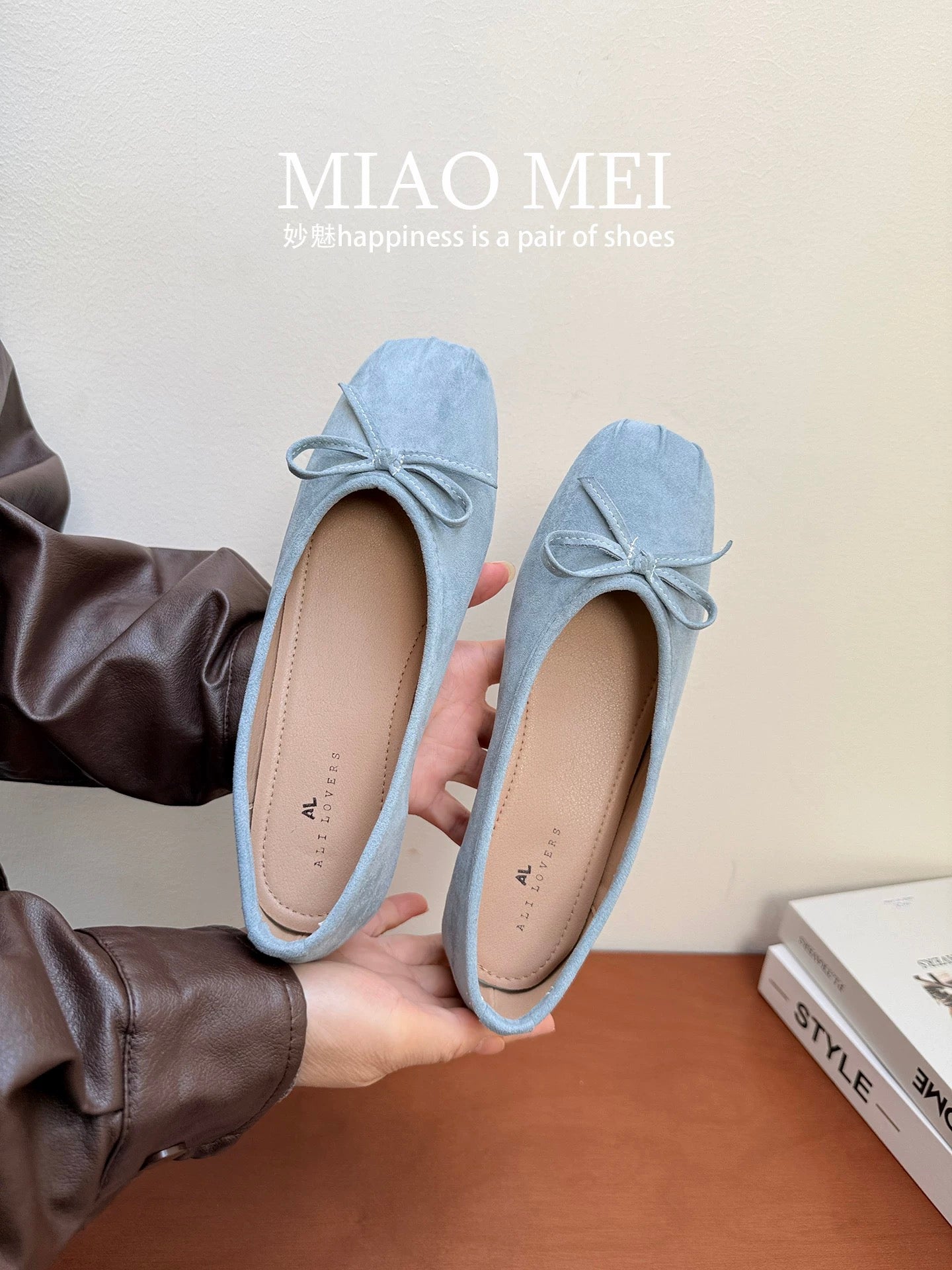 Sheepskin version ~ Ballet style bow flat shoes for women, round toe, sweet, flat Mary Jane shoes, French style, perfect for pairing with skirts.