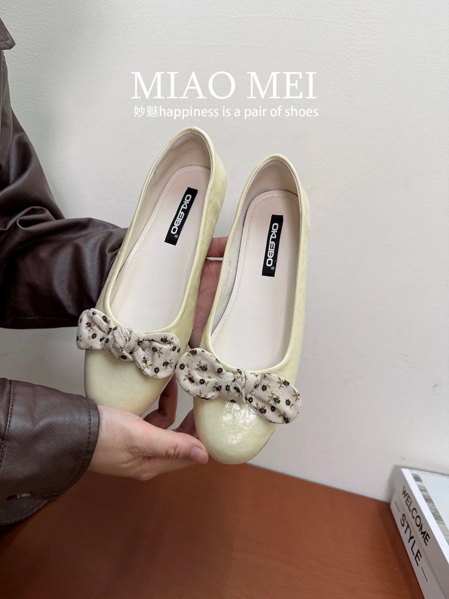 Korean style flat evening breeze gentle knot shallow mouth single shoes women's 2026 spring ballet grandma shoes