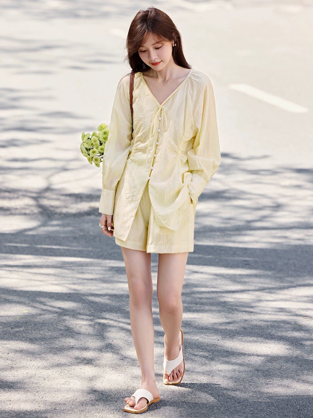 Mohan Yimei holiday lazy atmosphere loose shirt shorts suit 2024 summer new design two-piece set