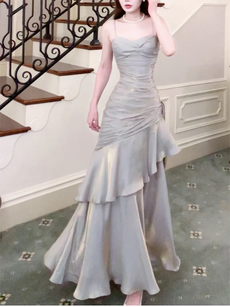 Good Job [Silver Wrapped] Mermaid Ji light luxury niche adult ceremony dress high-end suspender dress